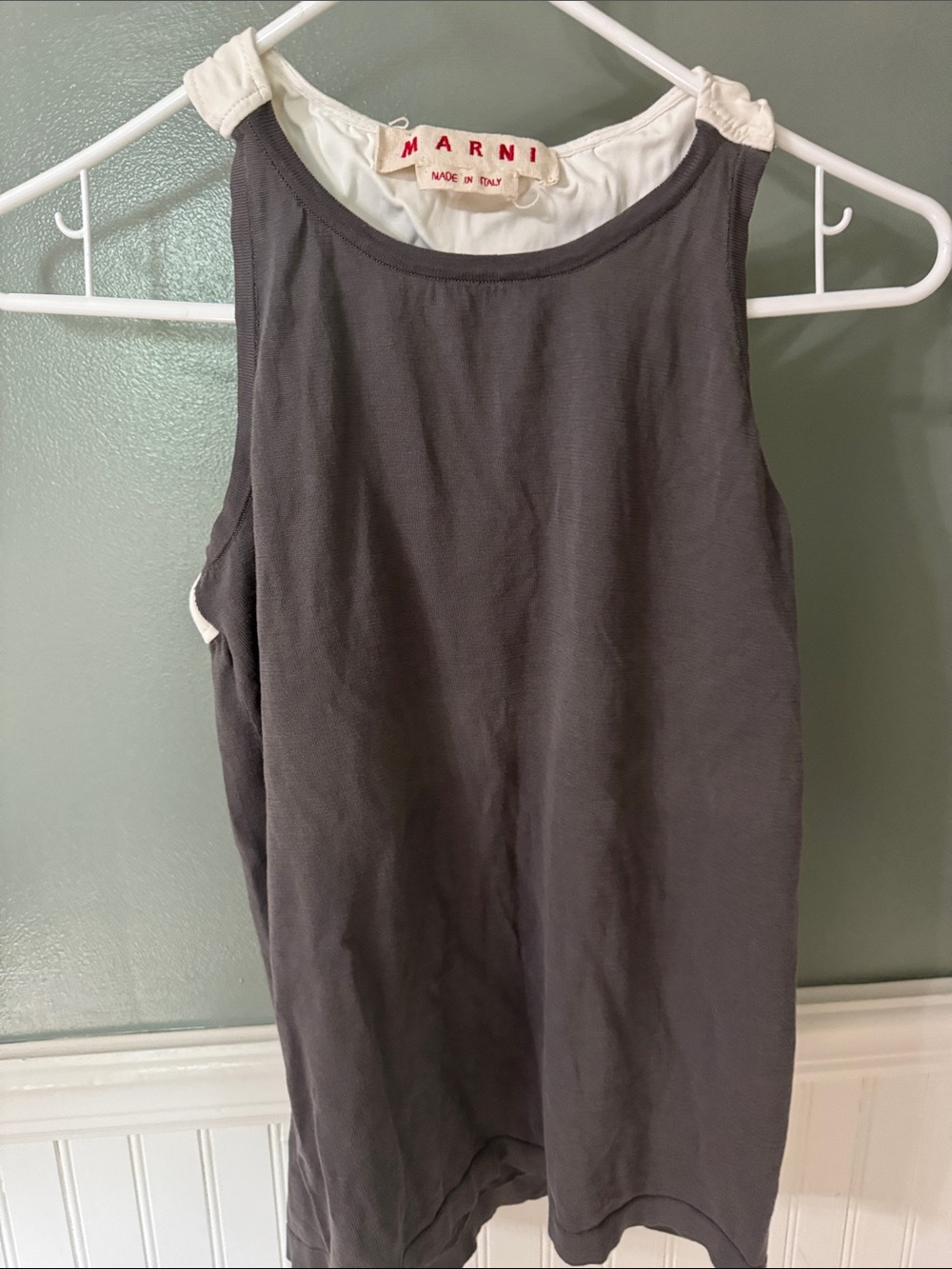Marni Gray Tank Top with Cream Trim